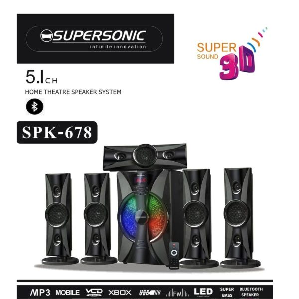 1.4 Supersonic 5.1 Premium Home Entertainment Speaker System 3D Super Sound 678