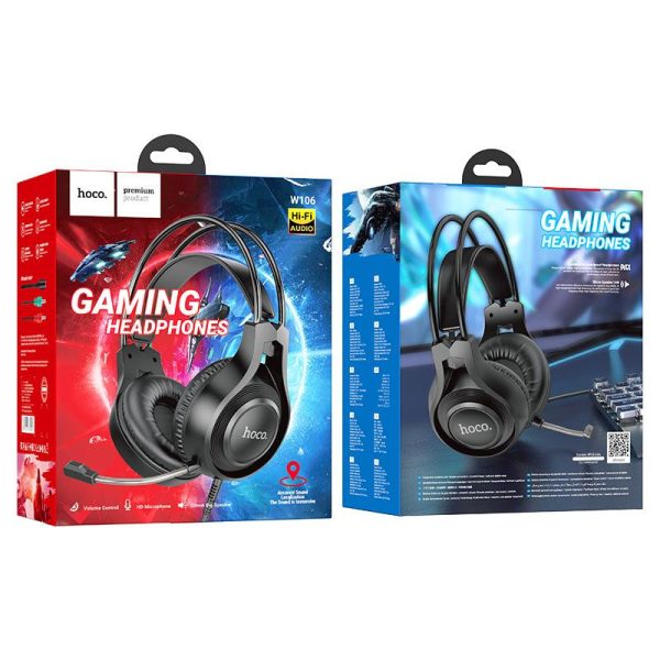 1.8 Gaming Headset Aux wired Over-Ear With HD Mic & 2-in-1 Aux adapter HocoW106