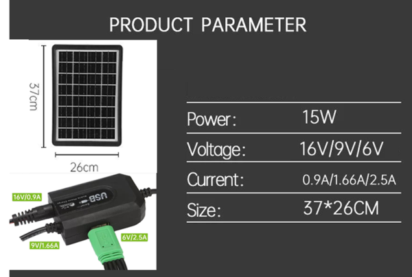 15W Grade A Monocrystalline Solar Panel Charging Station