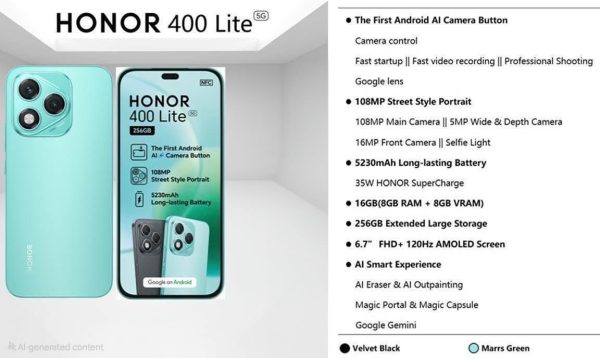 HONOR 400 Lite 5G 256GB Dual Sim
