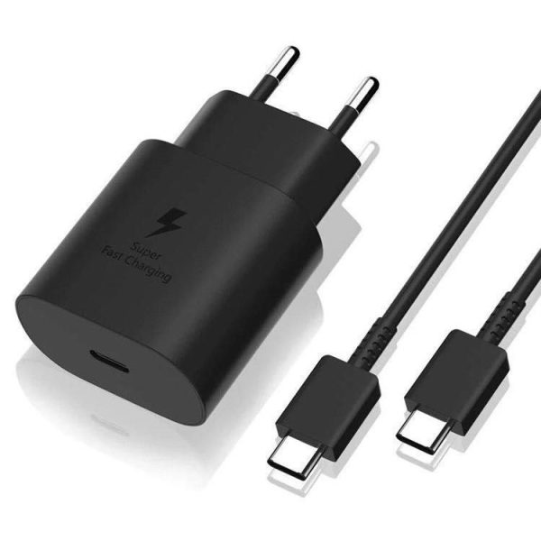 Super Fast 45W Charging Wall Charger & Type C to Type C Cable - Black