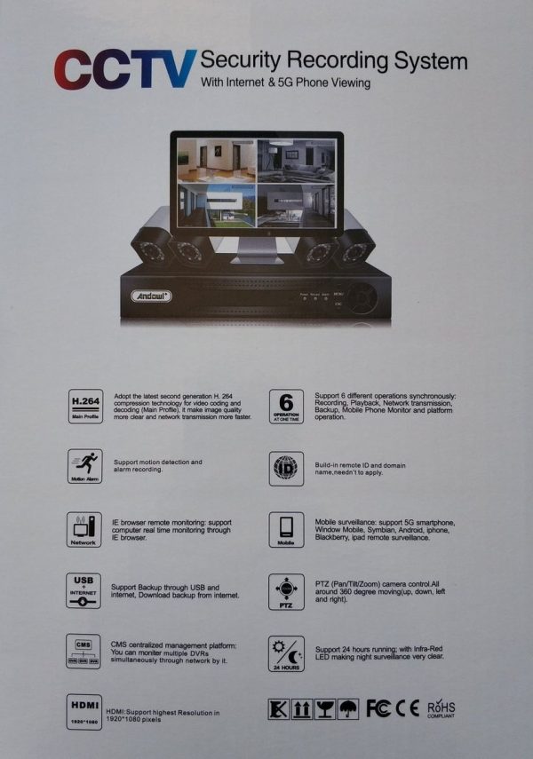 Andowl Full HD 4K Wireless Smart Camera - Waterproof 4 Channel CCTV Kit