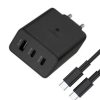 65W Multi Port Trio Super Fast Charger with USB to Type-C Cables Black
