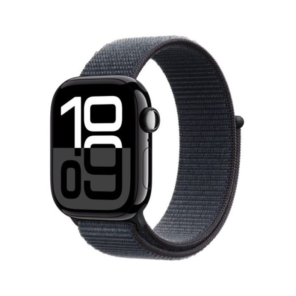 AJet Black Apple Watch Series 10 GPS Aluminium Case (42mm)with Sport Loop