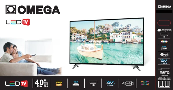 OMEGA40-4 Omega 40" Full HD Non-Smart TV Wide Color Changer HDMI / USB / AV Mode