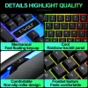key5 T-Wolf TF230 Rainbow Backlit Game Keyboard & Mouse Set - Black T- Wolf