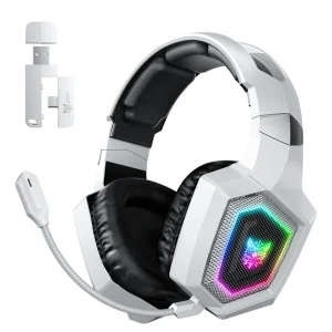 ONIKUMA GT806 Tri-Mode RGB Gaming Headset with Noise Cancelling Mic - White