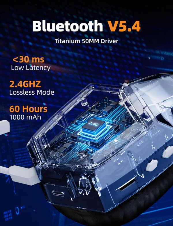 ONIKUMA GT806 Tri-Mode RGB Gaming Headset with Noise Cancelling Mic - White