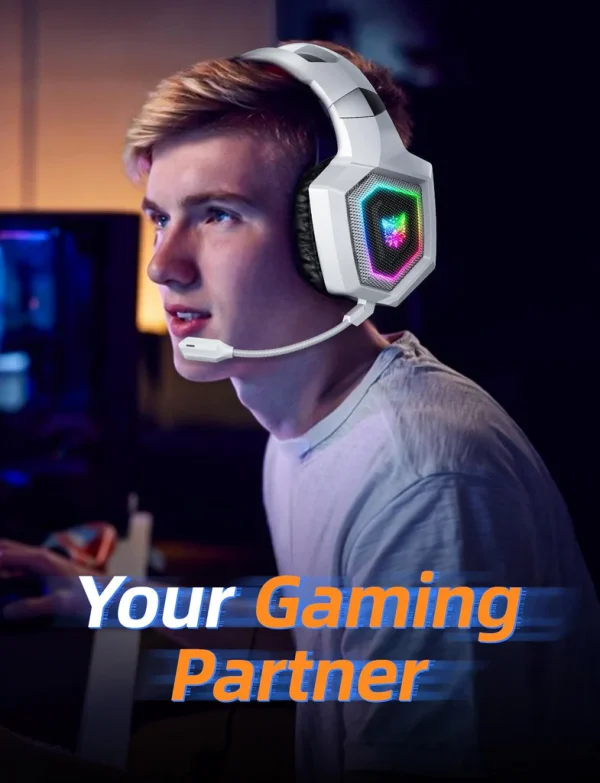 ONIKUMA GT806 Tri-Mode RGB Gaming Headset with Noise Cancelling Mic - White