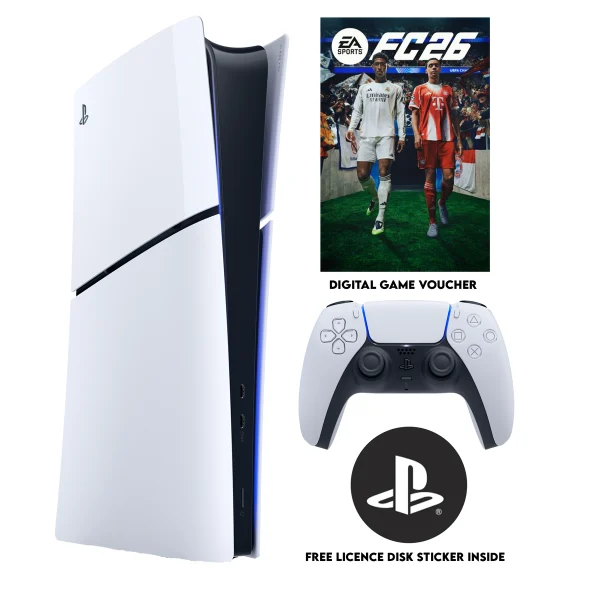 PS5 Playstation 5 Slim Digital and EA SPORTS FC 26 with PS Sticker