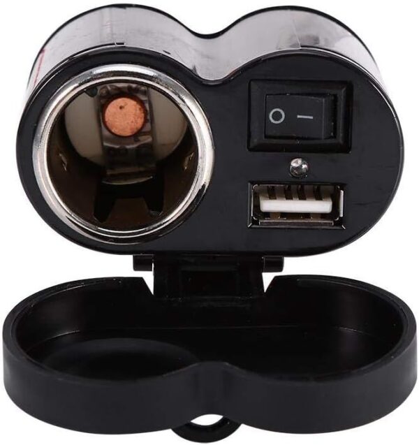 Andowl Motorcycle Handlebar USB Charger and 12V Cigarette Lighter