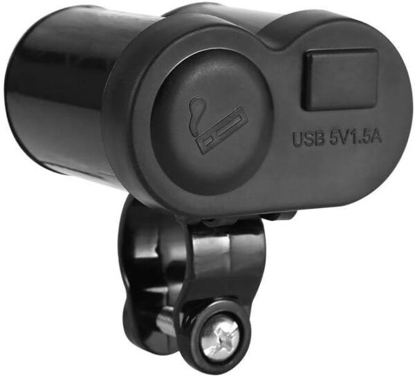 Andowl Motorcycle Handlebar USB Charger and 12V Cigarette Lighter