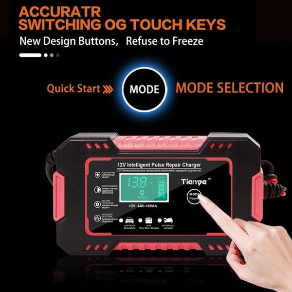 Battery Charger 12V 6A Intelligent Repair Charger 2Ah - 100Ah