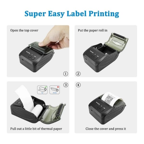 Andowl Portable USB Bluetooth Thermal Printer Receipt Printer
