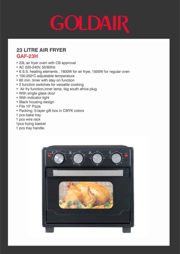 Goldair 23L Air Fryer Oven - Black - GAF-23H