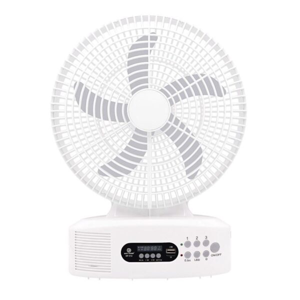 Q-3123 Fan - Solar Powered Rechargeable Fan With Speakers And LED Light