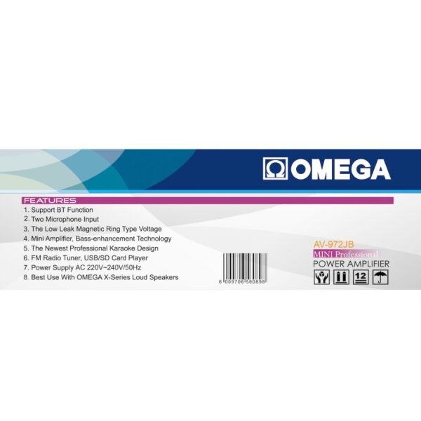Omega Amplifier Karaoke Bluetooth/USB/Mic/FM Radio/Audio/ AV-972JB