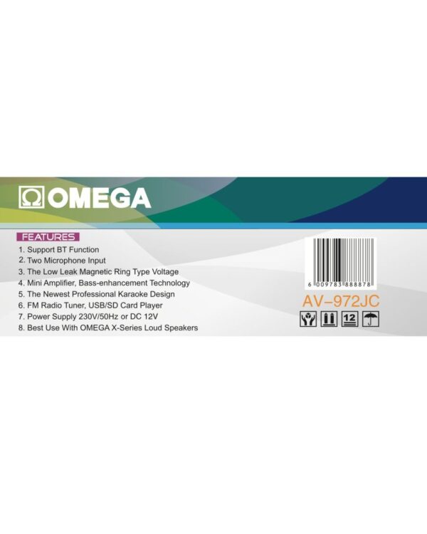 Omega Amplifier Karaoke Bluetooth/USB/Mic/FM Radio/Audio/ AV-972JC