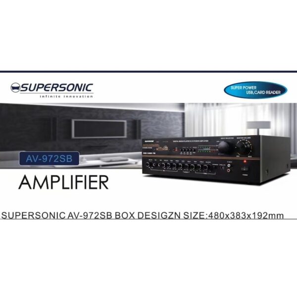 Supersonic Professional Karaoke Bluetooth USB 300W Power Amplifier AV-972SB