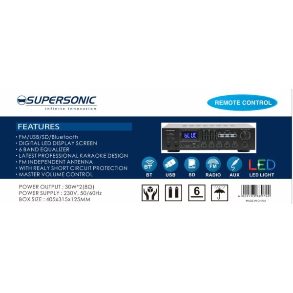 Supersonic Professional Karaoke Bluetooth USB/SD Power Amplifier AV-975A1