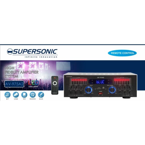 Supersonic Professional Karaoke Bluetooth USB Power Amplifier AV-975A2