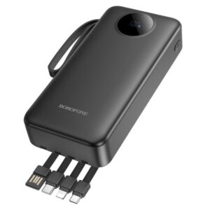Borofone 20,000mAh Digital Powerbank with 4 Cables(USB-A+USB-C+MicroUSB+iP)