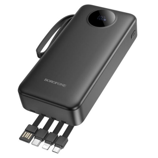 Borofone 20,000mAh Digital Powerbank with 4 Cables(USB-A+USB-C+MicroUSB+iP)