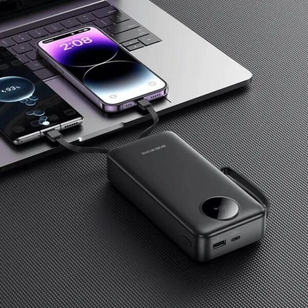 Borofone 20,000mAh Digital Powerbank with 4 Cables(USB-A+USB-C+MicroUSB+iP)