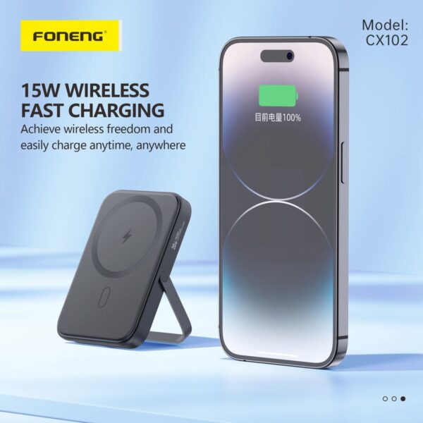 Foneng 5,000 mAh magnetic wireless charging power bank CX102
