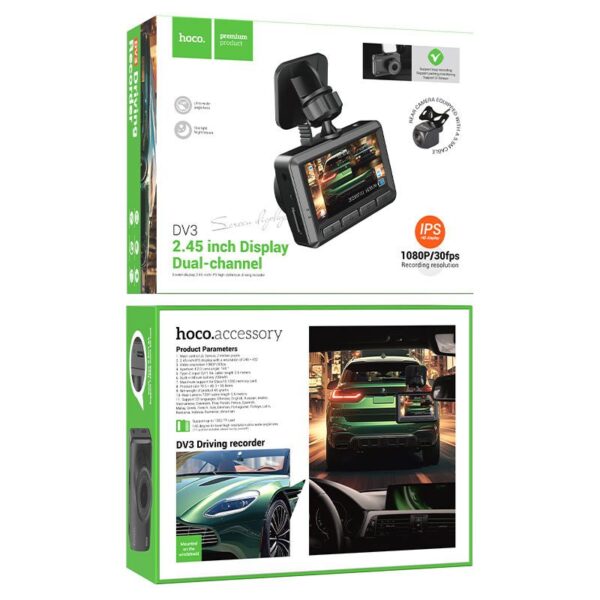 Hoco DV3 Driving Recorder Dash Camera Dual Channel