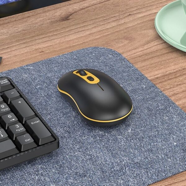 Wireless Ergonomic Mouse HOCO GM21 Platinum 2.4G Black-Yellow