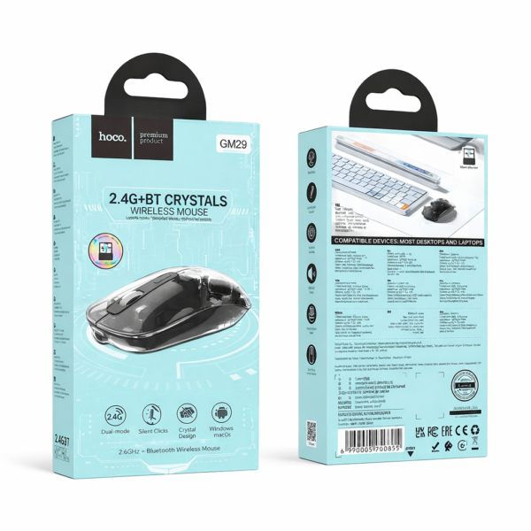 2.4G Wireless Mouse with Crystal Design Silent Click for Laptop & PC-GM29