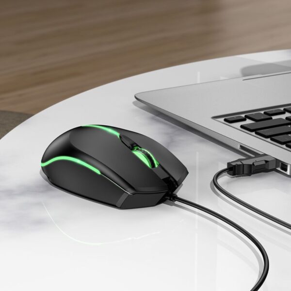 HOCO GM37 Gaming Luminous Wired Mouse - Black