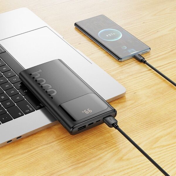 Hoco J144 15000mah Ultra-Thin Dual USB Power Bank with Digital Display - Black