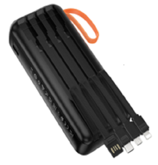 Hoco J151A 20000mAh PowerBank, 4Cables,Lightning cable,USB,Type C,MicroUSB