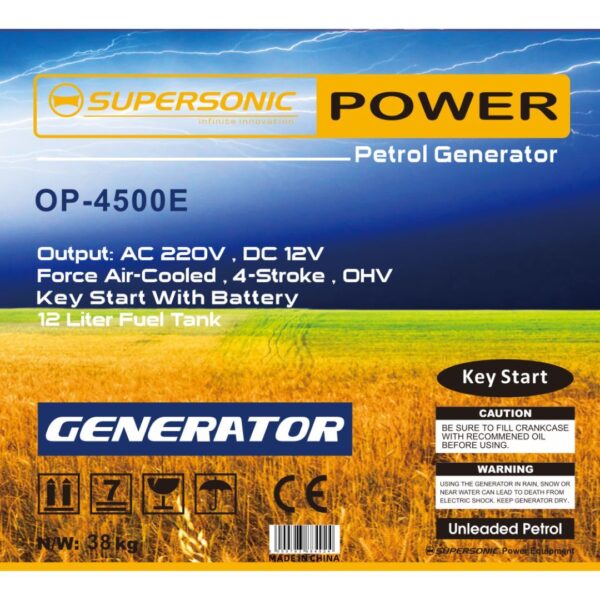 Supersonic Petrol & Oil 4-Stroke Generator OP-4500E - Load Shedding