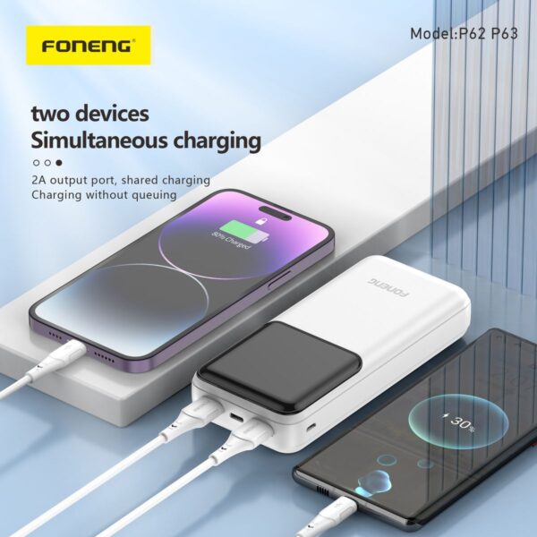 Foneng 20,000 mAh Power Bank White/Black