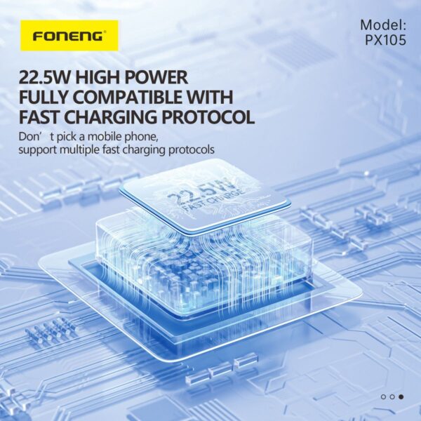 10,000 mAh 22.5W fast power bank with dual built in cables White