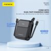 10,000 mAh 22.5W Dual Cable Fast Charging Mini Power Bank Black