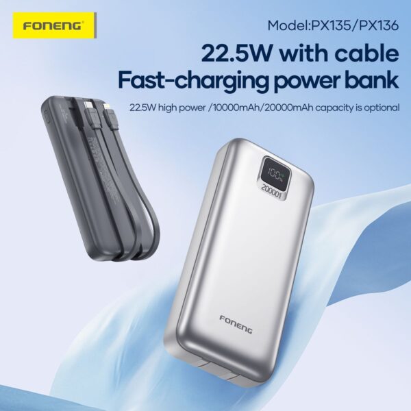 20,000mAh Dual - Cable 22.5W Fast Charging Power Bank