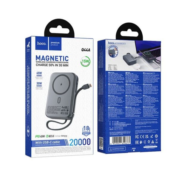 Hoco Q44A 20000mAh 45W Magnetic Wireless Power Bank