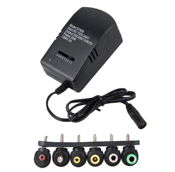 Universal Adjustable Voltage DC Power Adapter (100-240V US Plug) 30W