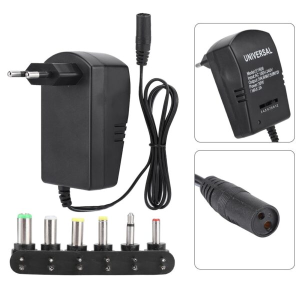 Universal Adjustable Voltage DC Power Adapter (100-240V US Plug) 30W