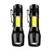 2 Pack Mini Torch with Zoom Function usb Rechargeable Flashlight