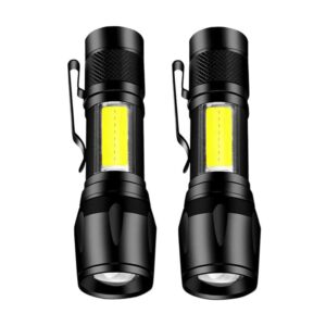 2 Pack Mini Torch with Zoom Function usb Rechargeable Flashlight
