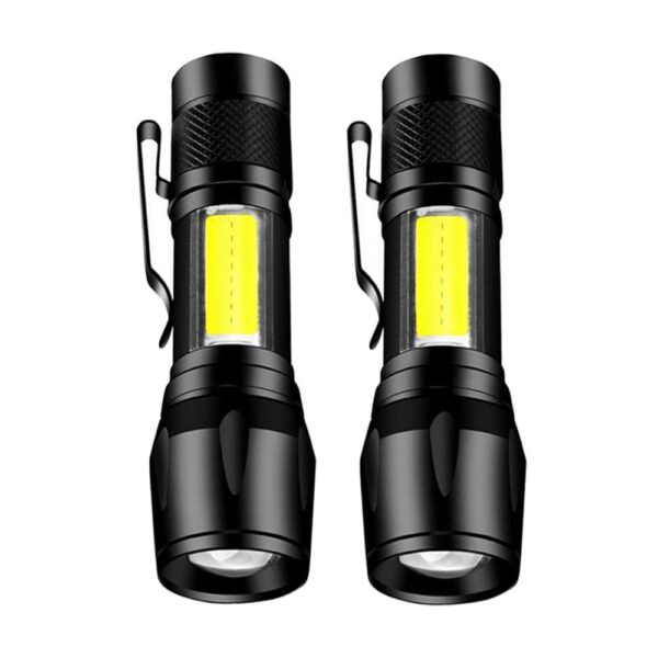 2 Pack Mini Torch with Zoom Function usb Rechargeable Flashlight