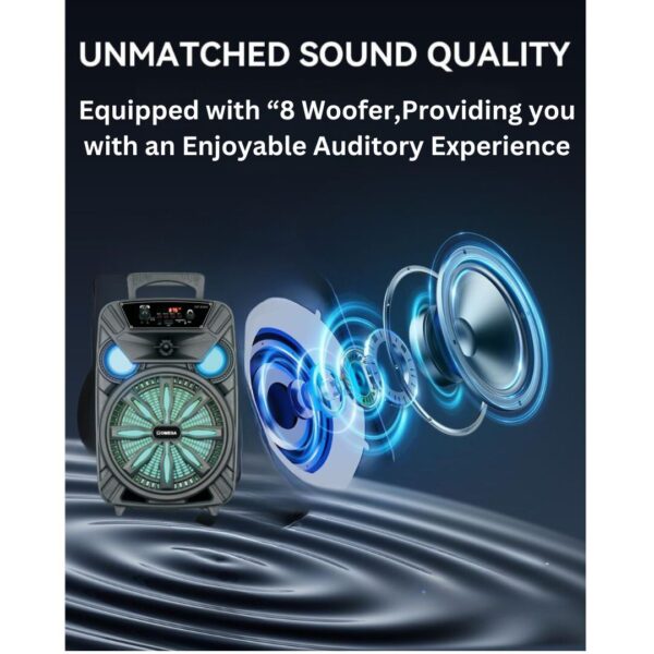 Omega 8" Aura Series Portable Karaoke Party Speaker Battery-Powered- 83A2