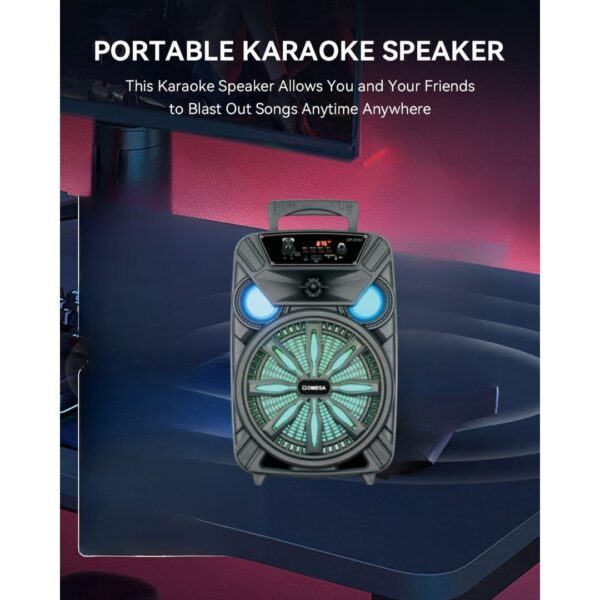 Omega 8" Aura Series Portable Karaoke Party Speaker Battery-Powered- 83A2