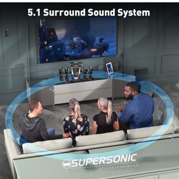 SPK-624-5 Supersonic 5.1CH Home Theatre Speaker System Bluetooth/AUX/USB/SD SPK-624