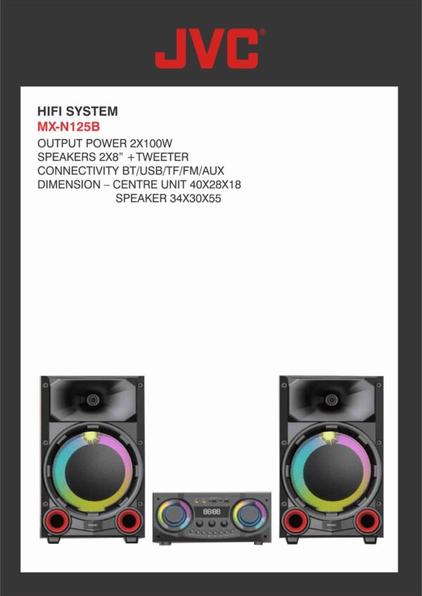 JVC 2.0 Channel HiFi Powerful audio and Deep Bass Model Number MX-N125B